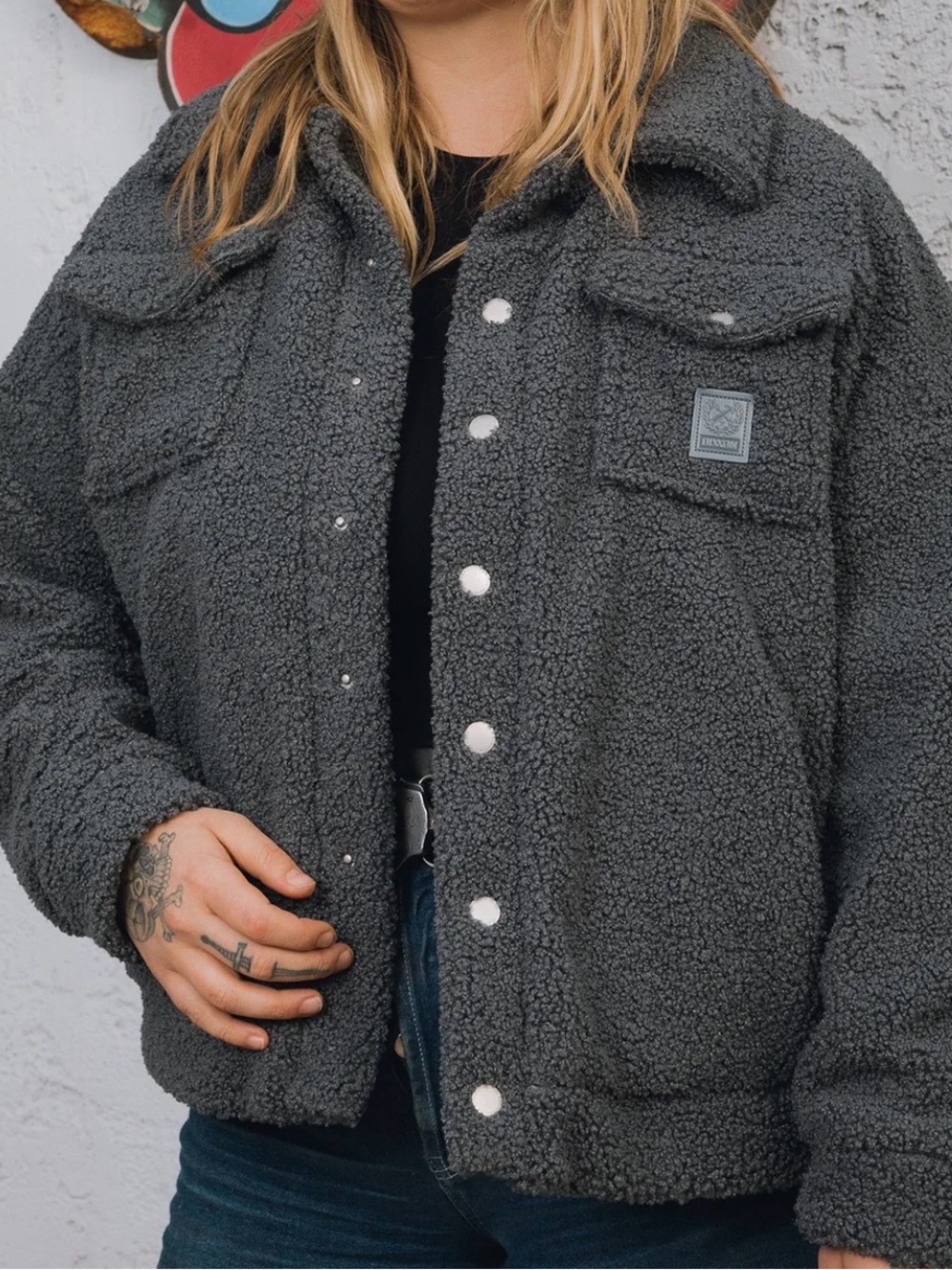Dixxon, HYNA CHARCOAL SHERPA JACKET - WOMENS , size medium